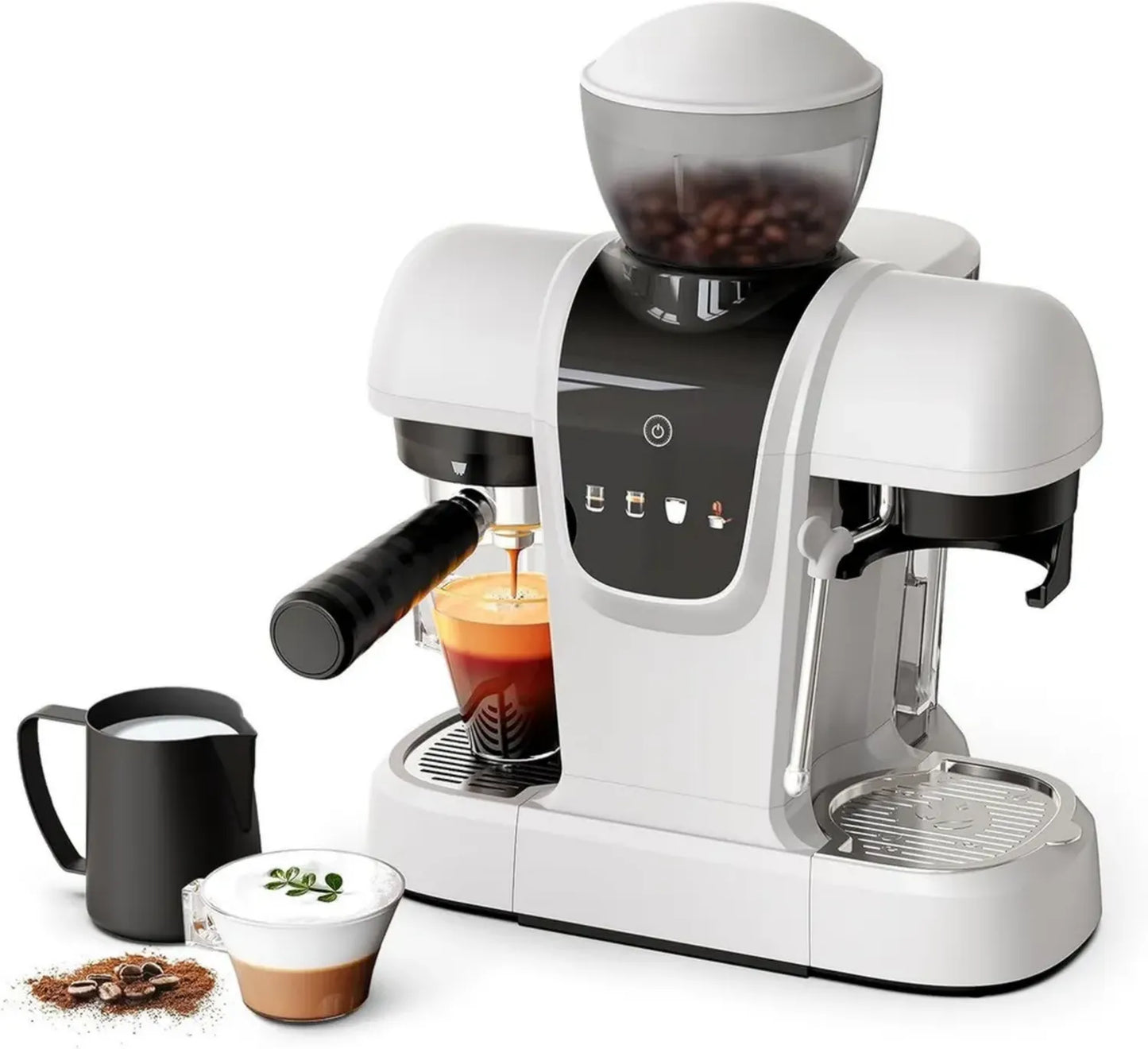 Cafetière Expresso 20 Bars avec Broyeur et Baguette Vapeur
