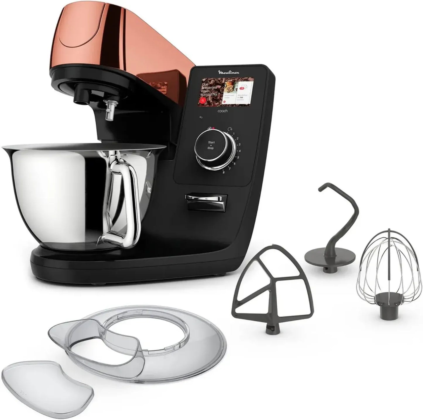 Robot pâtissier connecté Moulinex I-Coach Touch, Bol inox 5.5L, Écran digital, Silencieux, 21 recettes, Application avec coaching