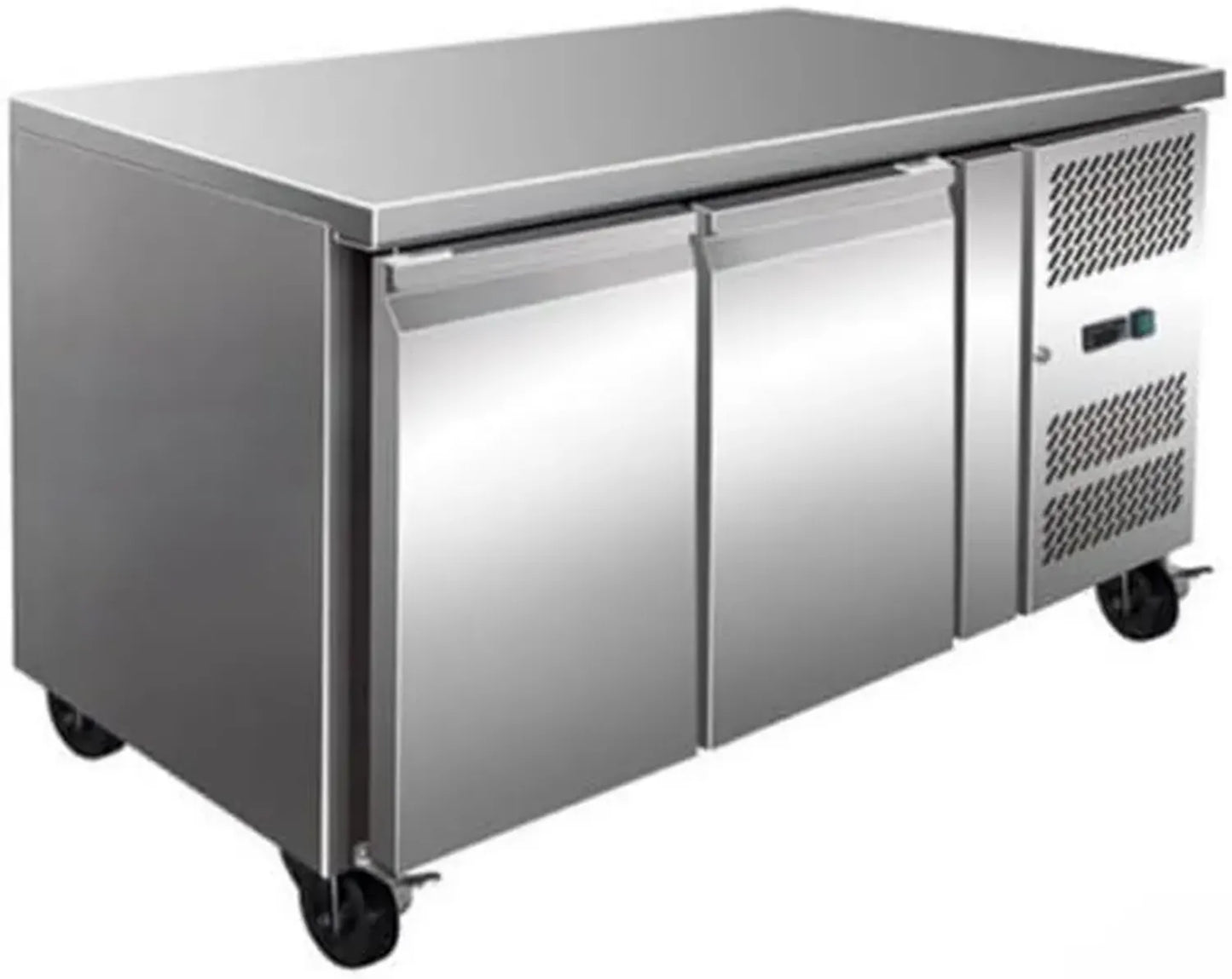 Table réfrigérée positive 2 portes ventilée 700 mm en acier inoxydable