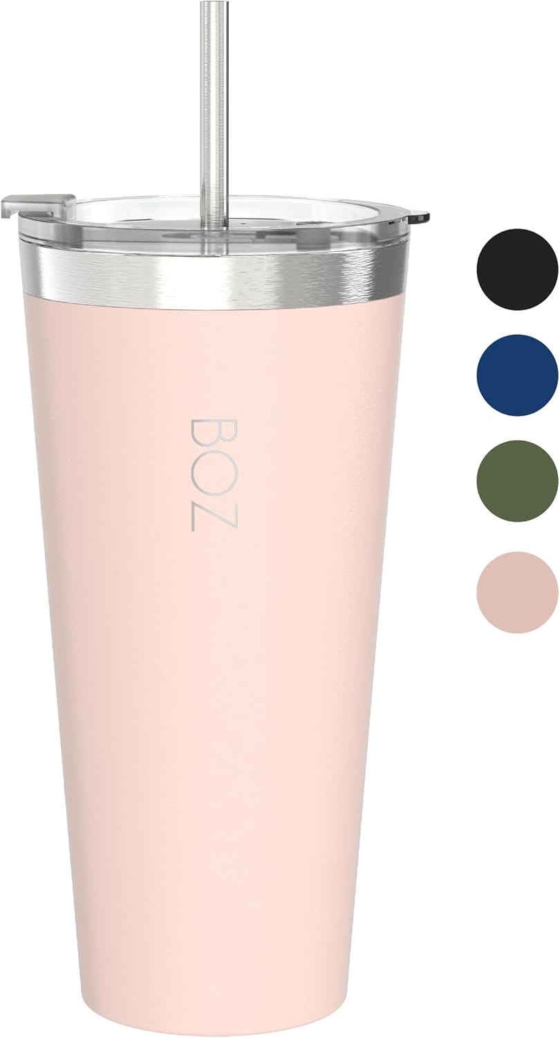 Mug isotherme – avec paille, 650 ml, rose