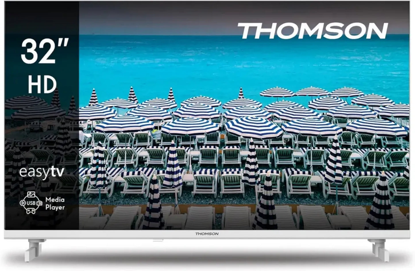 THOMSON TV LED 32' HD Blanc - Mode Hôtel, Ports USB/HDMI, Triple Tuner, Classe Énergétique A+